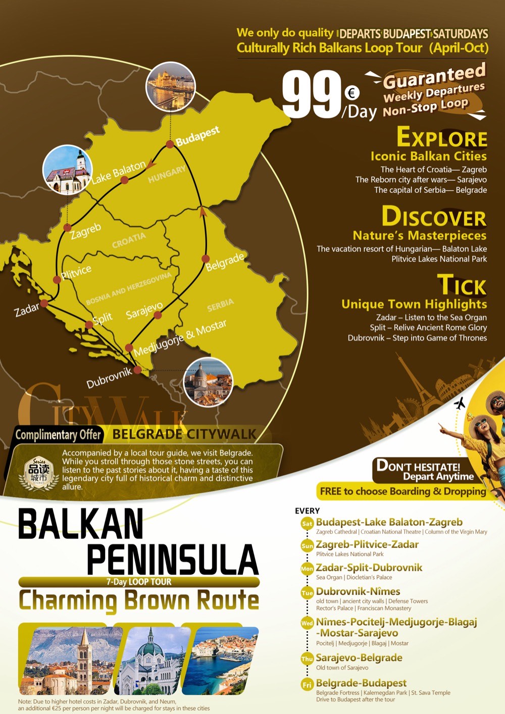Fantastic Brown Line——7- days Balkan Peninsula Loop Tour
